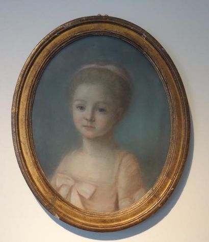 ECOLE FRANCAISE fin XVIIIème s. Jeune fille à la robe rose
Pastel ovale
40 x 33 ...
