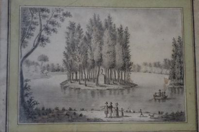 ECOLE FRANCAISE du XIXème s. Le parc d'Ermenonville
Mine de plomb
16 x 23 cm.