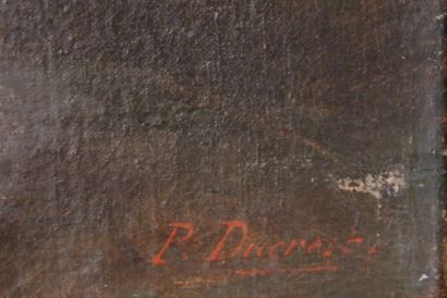 Paul DUCREST Paysage animé au coucher de soleil
Huile sur toile signée en bas à droite
36...