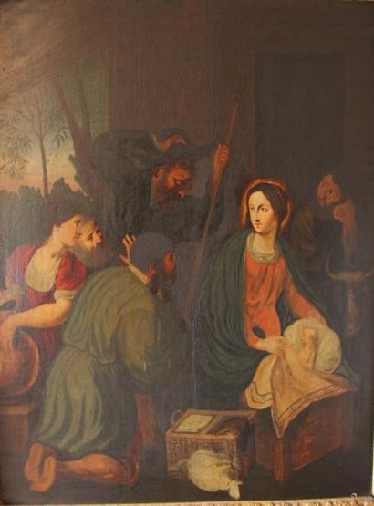 ECOLE DU XIXème s. L'Adoration des Mages
Huile sur panneau
63 x 49 cm.