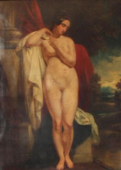 John WOOD (1801-1870) Diane au bain
Huile sur panneau signée en bas à gauche
37 x...