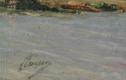 Ferdinand TROUPEAU (XIX-XXème s.) Bord de rivière
Huile sur panneau signée en bas...