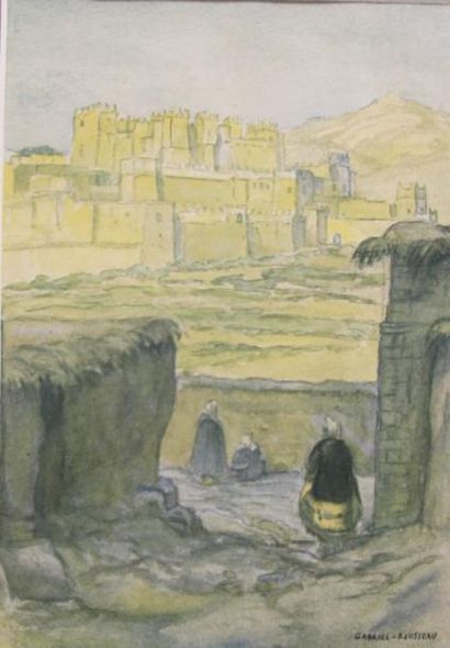 GABRIEL ROUSSEAU Paysage orientaliste
Reproduction, signée en bas à droite
18x12,5...