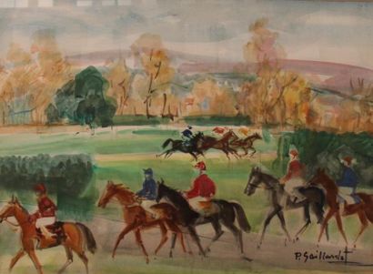 Pierre GAILLARDOT (1910-2002) Course de chevaux
Aquarelle signée en bas à droite
46...