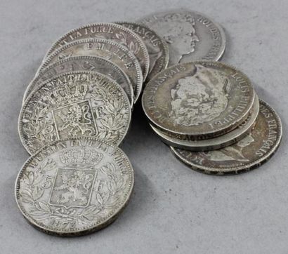 null Sept pièces de 5 FF en argent 1815, 1830, 1833,1834, 1837, 1867, 1868

Trois...