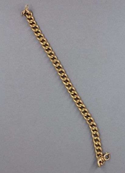 null Bracelet à maillons creux en or jaune 18k, pds : 7,3 g.