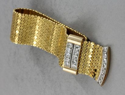 null Bracelet ceinture articulé, en or jaune 750 millièmes, les maillons à décor...