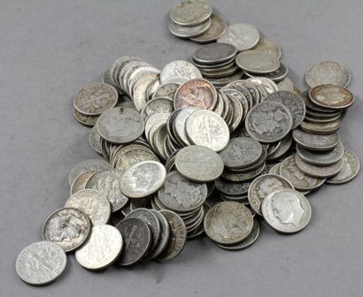 null Cent trente pièces one dime en argent US dont quarante Mercury et quatre vingt...