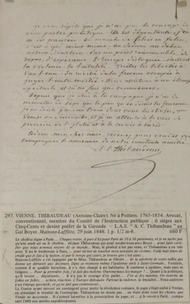 THIBAUDEAU Lettre autographe au général Boyer.