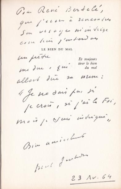 René Bertelé Panorama de la jeune littérature française. Robert Laffont, 1945.
Édition...