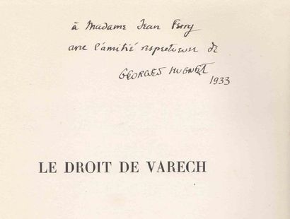 Georges HUGNET Le Droit de Varech précédé par Le Muet ou les Secrets de la Vie. In-8...