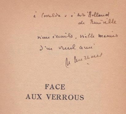 HENRI MICHAUX Face aux verroux. Gallimard, NRF, 1954. É. O. Envoi à Cassilda et André...