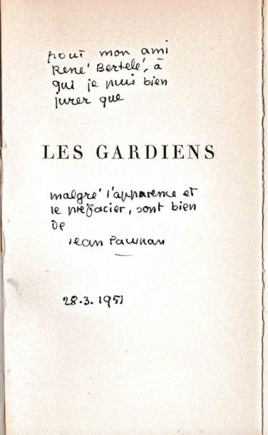 JEAN PAULHAN Les Gardiens. Photo d'Izis en frontispice. Préface [attribuée] de Maurice...