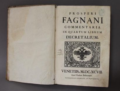 Prosperi Fagnani Commentaria in quartum librum. Venise, 1697. Apud Paulum Balleonium....