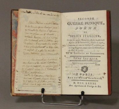 null Seconde Guerre Punique, poèmes de Silius Italicus. Serpente ed. 1781. 3 vol...