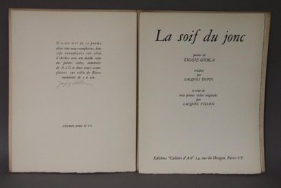 null La soif du jonc, poème de Tiggie Ghika. Traduit par Jacques Dupin et orné de...