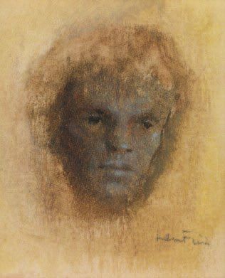 FINI Léonor (1908-1996) Portrait d'homme Huile sur papier Signé en bas à droite 8...
