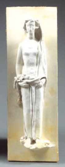 BIZETTE LINDET André (1888-1970) Femme debout. Bas relief Plâtre Sujet: H. : 36 cm....