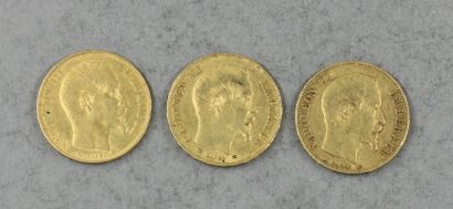 null Trois pièces de 20 FF en or jaune