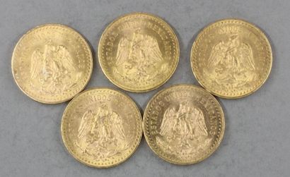 null 5 pièces de 50 Pesos en or 1923(2),1924, 1931, 1944