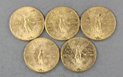 null 5 pièces de 50 Pesos en or 1923(2),1924, 1931, 1944