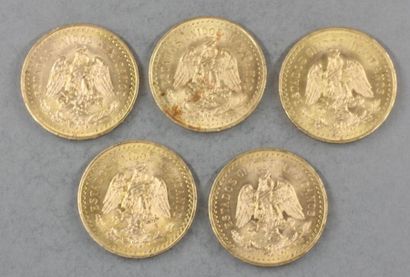 null 5 pièces de 50 Pesos en or 1945