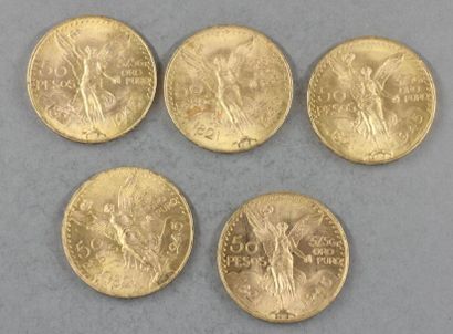 null 5 pièces de 50 Pesos en or 1945