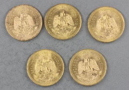 null 5 pièces de 50 Pesos en or 1946(4), 1947