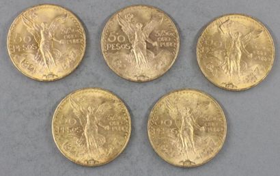 null 5 pièces de 50 Pesos en or 1947