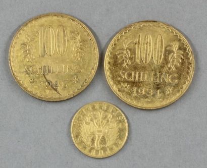 null AUTRICHE

une pièce de 25 schilling 1929 et deux pièces de 100 schilling 1926,...