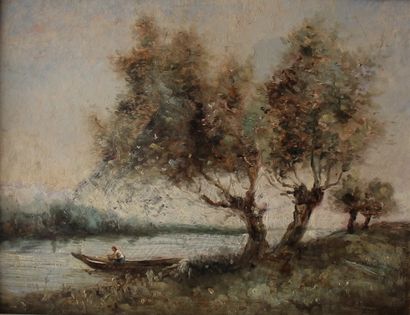 null Camille COROT (1796-1875) d'après 

Pêcheur sur une barque

Huile sur panneau,...