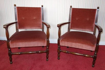 null Paire de fauteuils en bois naturel, XIXème s.