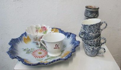 null Lot de céramiques : plat Quimper, tasses, assiettes….