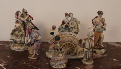 null Sept statuettes en porcelaine polychrome (accidents)