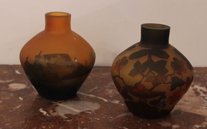 null Deux vases en verres à décor dégagé à l'acide

H : 16 cm
