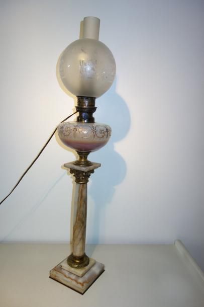 null Pied de lampe en onyx et bronze en forme de colonne

H : 84 cm.