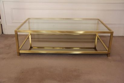 null Table basse en métal doré à deux plateaux en verre, travail moderne

H : 35...
