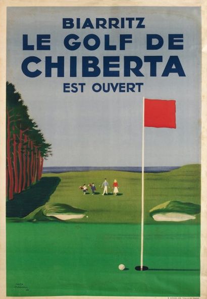 Jack MAXWELL Golf de Chiberta ; Biarritz. 1948 Affiche lithographiée (non entoilée...