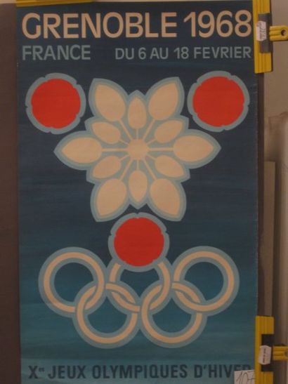 null Jeux Olympiques Grenoble 1968. Affichette officielle des Xèmes Jeux d'Hiver....