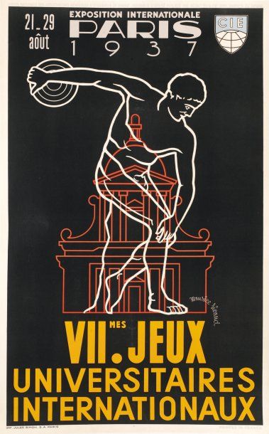 Maurice RICOUD Les VIIèmes Jeux Universitaires Internationaux ; 1937 Affiche lithographiée...