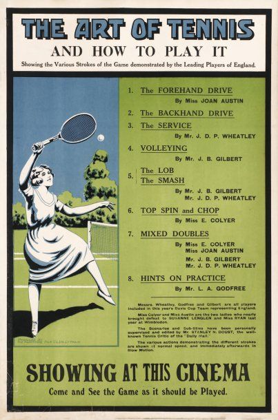 null « The Art of Tennis, and how to play it » Affiche publicitaire pour un film...