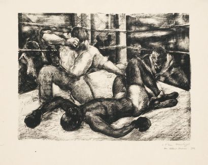 Luc-Albert MOREAU (1882-1948) Eight...Nine...Ten... ! (le Noir) ; 1924. Lithographie...