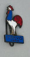 1964 Tokyo Insigne officiel des membres de l'Equipe de France (coq tricolore en métal...