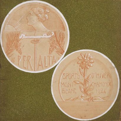 null Jeux Olympiques d'hiver ; Chamonix, 1924 2 projets de médailles sur un même...