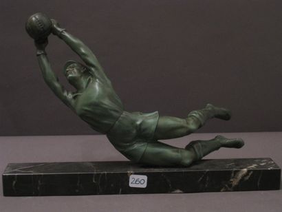 null Le Plongeon du gardien ; 1940. Sculpture. Epreuve en régule à patine verte sur...