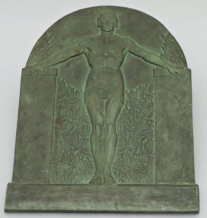 Edouard FRAISSE (1880-1956) L'Athlète victorieux (vers 1920) Bas-relief en bronze...