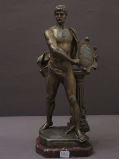 A.J SCOTTE (actif entre 1885-1905) Renaissance Sportive Sculpture. Epreuve en régule...