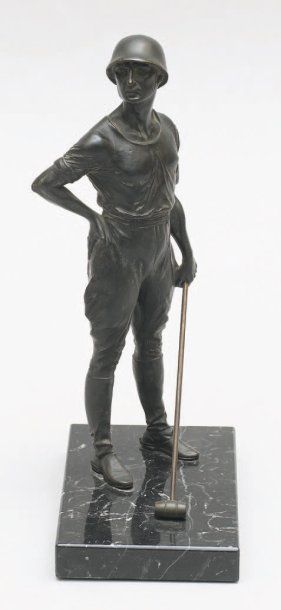 Franz IFFLAND (1862-1935) Le Joueur de Polo ; vers 1920 Sculpture. Epreuve en bronze...
