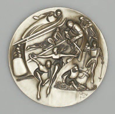 1980 Lake Placid Médaille officielle des participants. Nickel argenté. Graveur M....