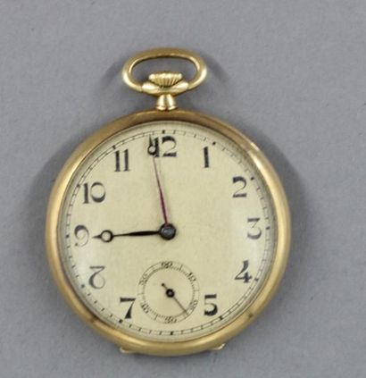 null Montre de gousset en or jaune 18k, chiffrée, pds brut : 58,1 g.